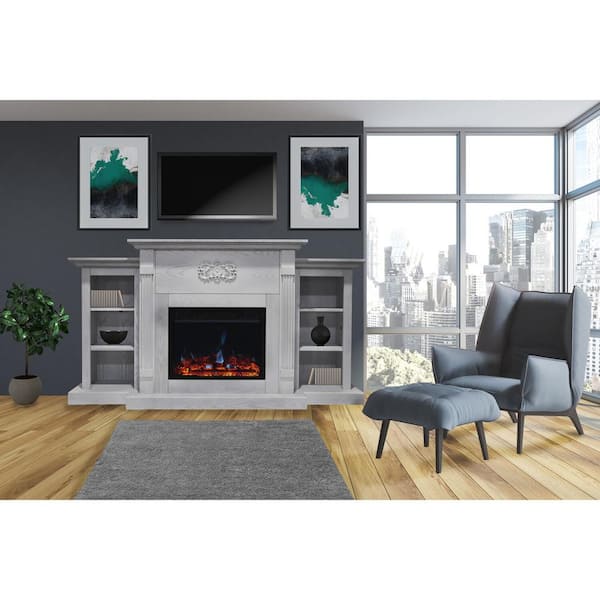 Electric Fireplace Heater, Fireplace With Mantel And Bookshelves