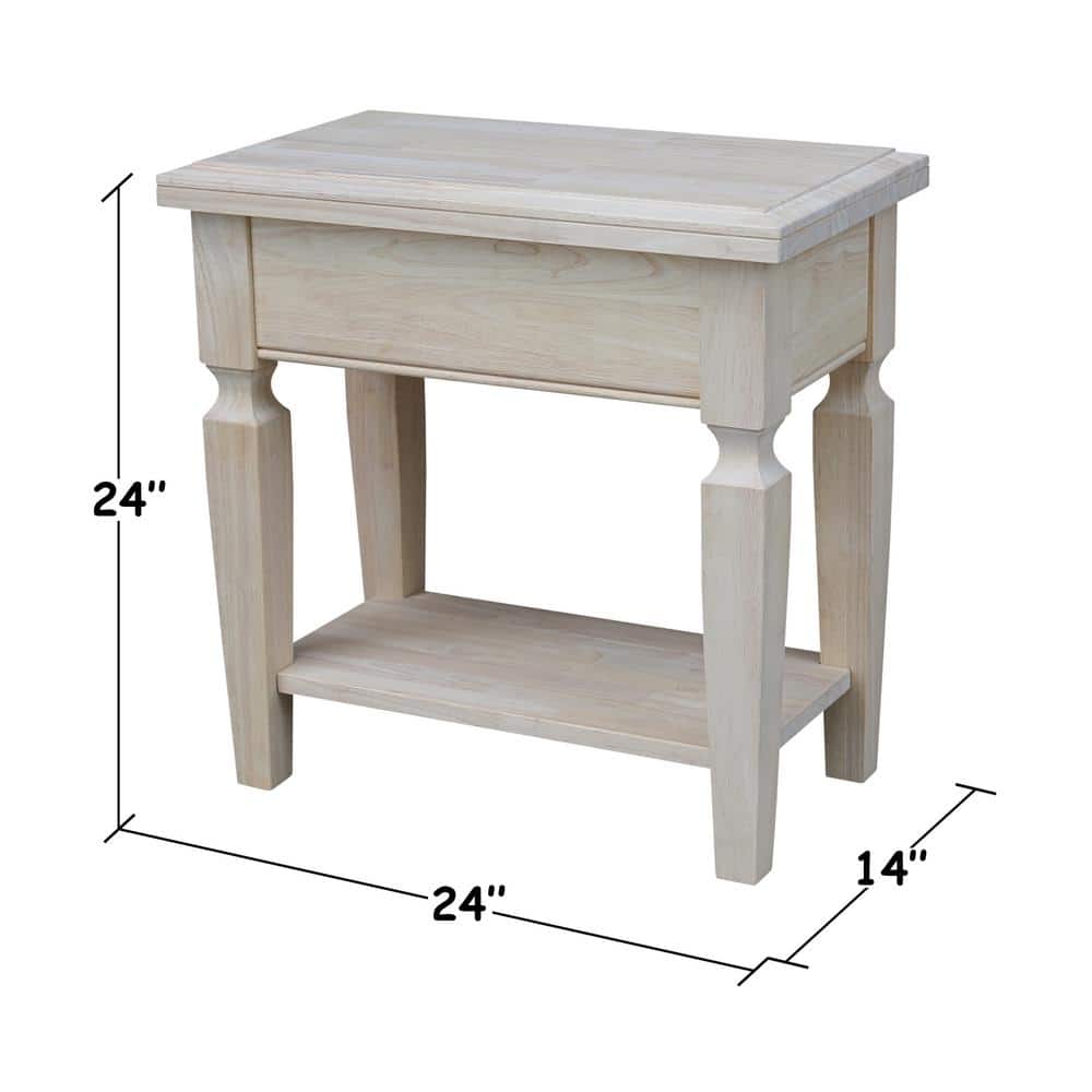 Vista Unfinished Solid Wood Side Table