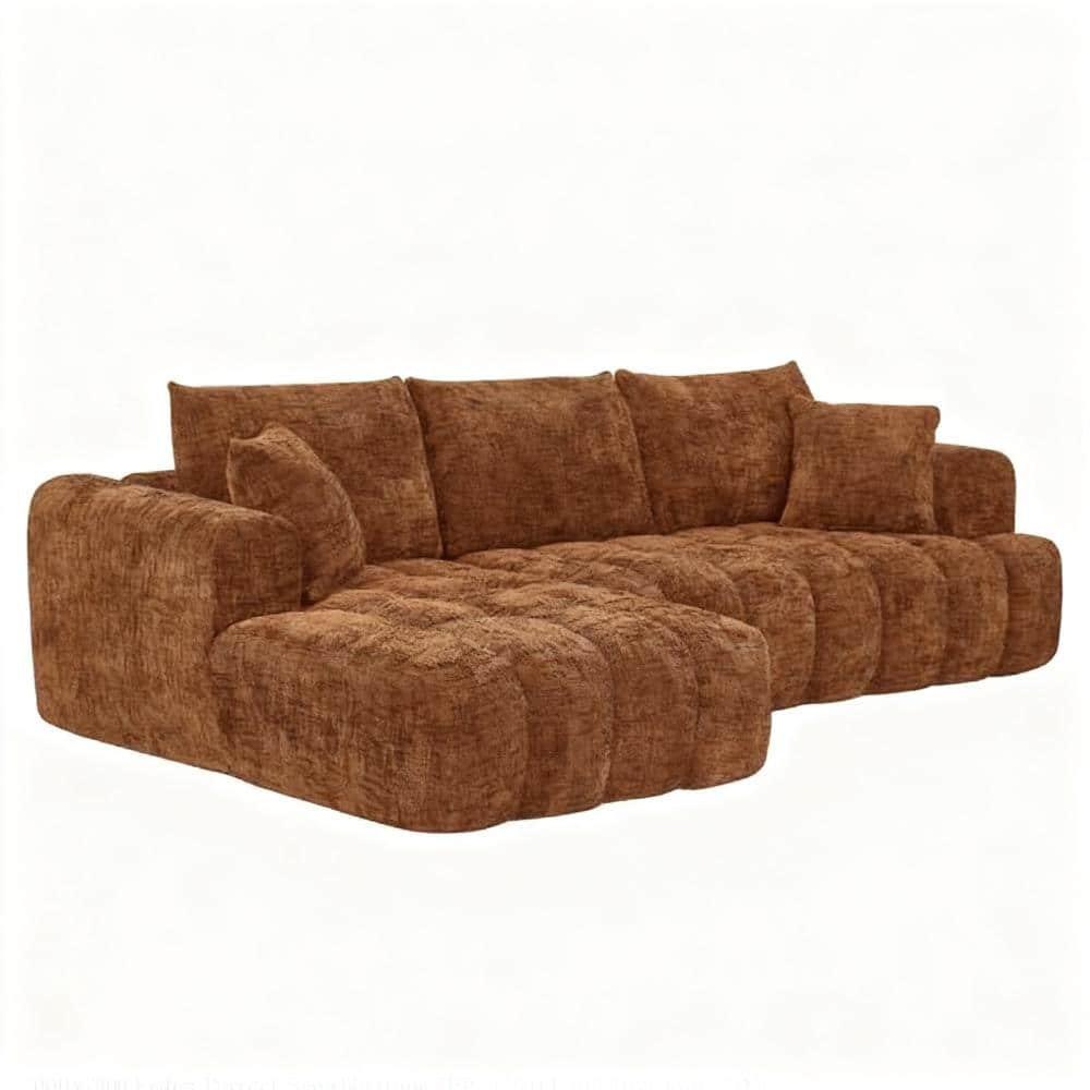 Chenille L-Shape 108 in. Oversized 4-piece Chenille Sectional Sofa with Ottoman, No Assembly Required in Orange price history on PriceWatchPro