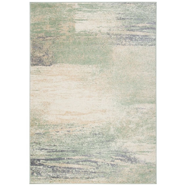 Adirondack Ivory/Sage 4 ft. x 6 ft. Solid Color Distressed Area Rug