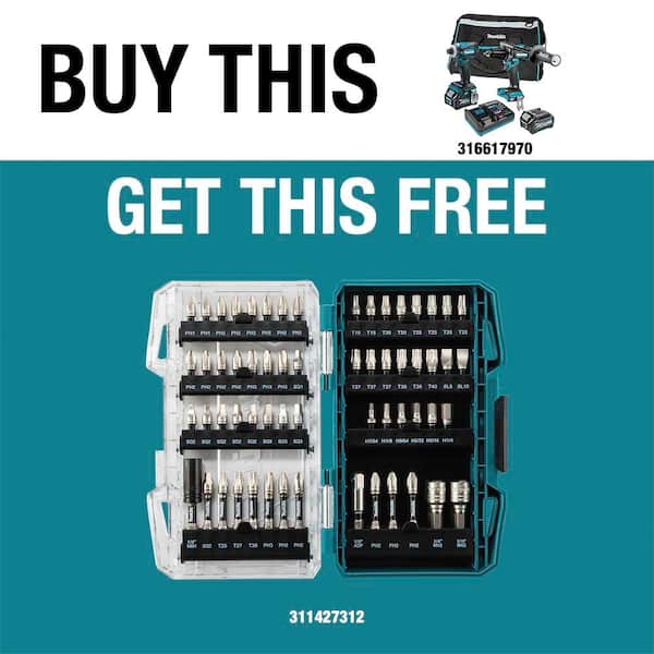 40V Max Cordless XGT Brushless 2-Pc. Combo Kit 2.5Ah with IMPACT XPS Alloy Steel Impact Rated Drill Bit Set(60-Piece)