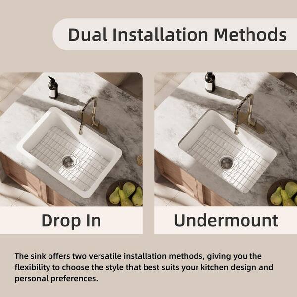 Los Flexi 27 in. White Undermount Kitchen Sink, Drop-in and