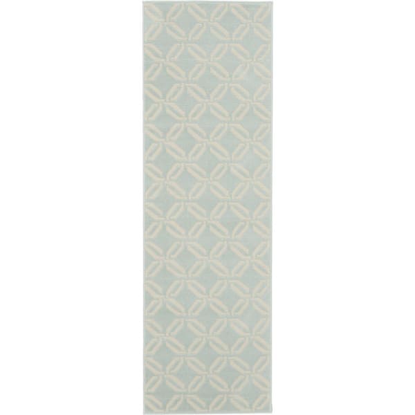 2 ft. x 7 ft. Green Trellis Washable Area Rug