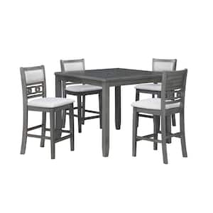 New Classic Furniture Gia 5-piece Wood Top Square Counter Set, Gray