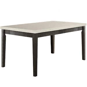 Nolan Elegant White Marble Top and Salvage Dark Oak Marble 38 in. 4 Legs Dining Table Seats 6