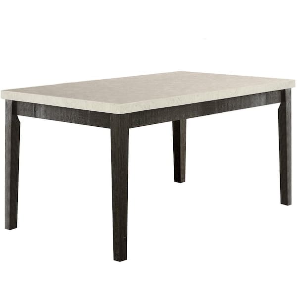 Acme Furniture Nolan Elegant White Marble Top And Salvage Dark Oak Marble 38 In 4 Legs Dining