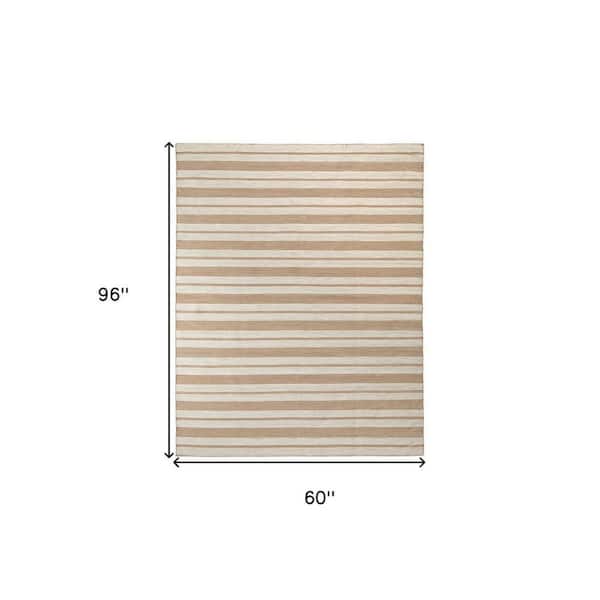 5 ft. x 8 ft. Brown and Ivory Striped Area Rug