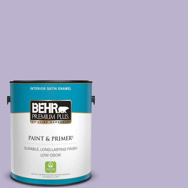 BEHR PREMIUM PLUS 1 gal. #M560-3 Grape Hyacinth Satin Enamel Low Odor Interior Paint & Primer