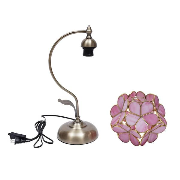 OUKANING 17.32 in. Pink European Style Task and Reading Desk Lamp with  Petal Glass Lampshade HG-ML-3019 - The Home Depot