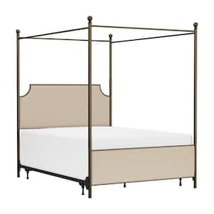 McArthur Bronze Metal Queen Canopy Bed Upholstered Bed with Bed