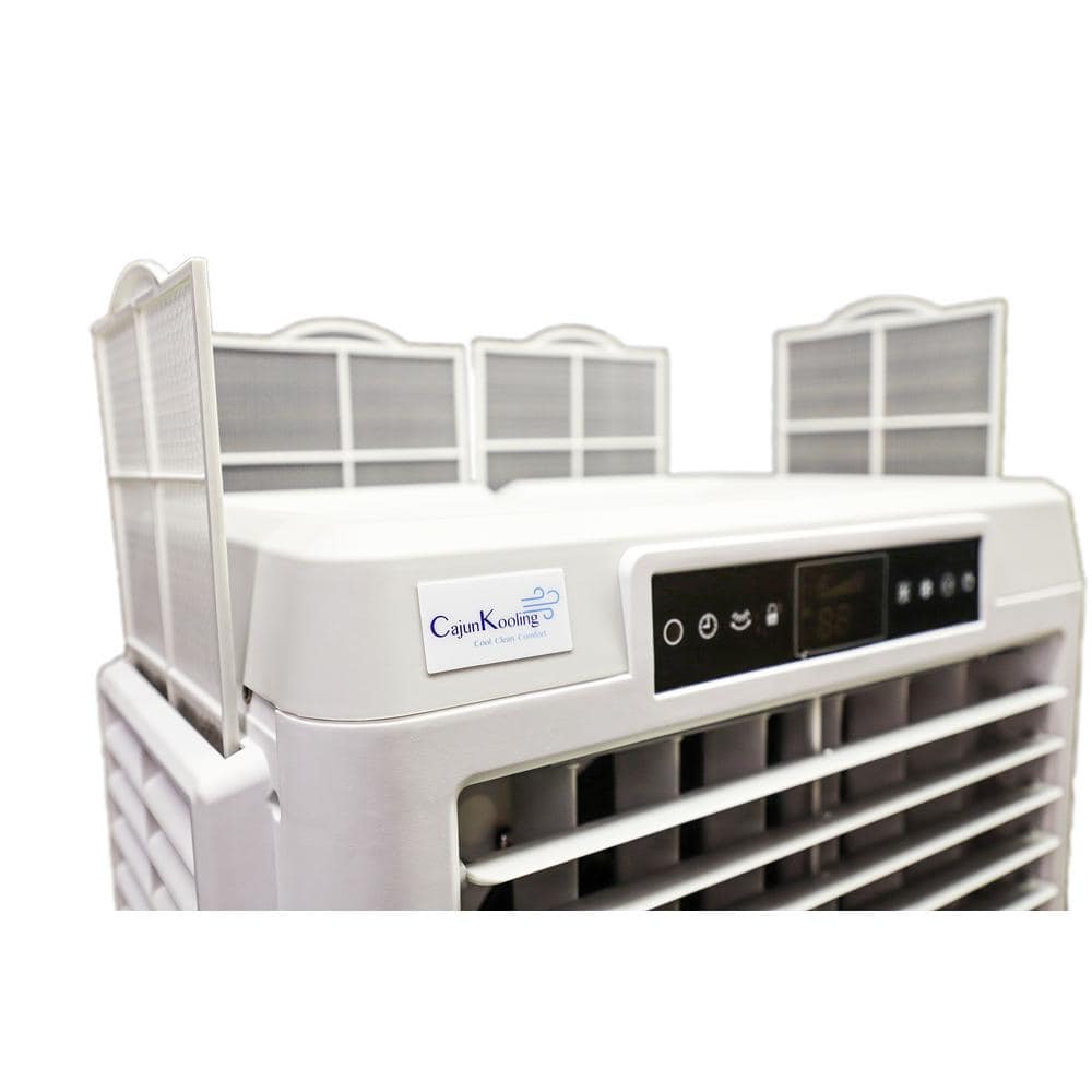 Portable White and Gray Evaporative Air Cooler with Remote Control