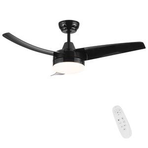 42 in. Integrated LED Indoor Matte Black Ceiling Fan with Remote Control ABS Blades (3-Pieces)