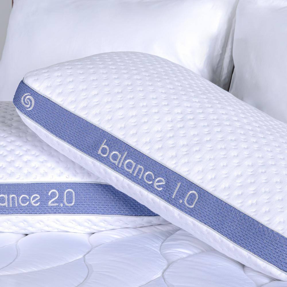 Balance 1.0 White and Blue Medium Hybrid Pillow