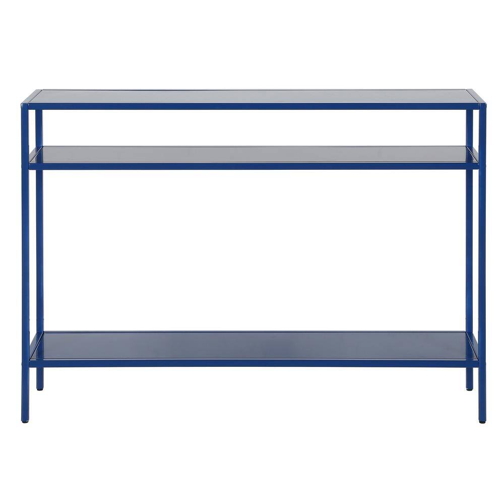 Ricardo 42" Mykonos Blue Metal Console Table with Shelves