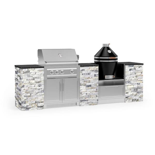 NewAge Products Signature Series 118.16 in. x 25.5 in. x 57.5 in. 9-Piece Outdoor Kitchen Cabinet Set with Natural Gas 33 in. Grill