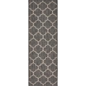 Outdoor Trellis Black 2' 0 x 6' 0 Runner Rug