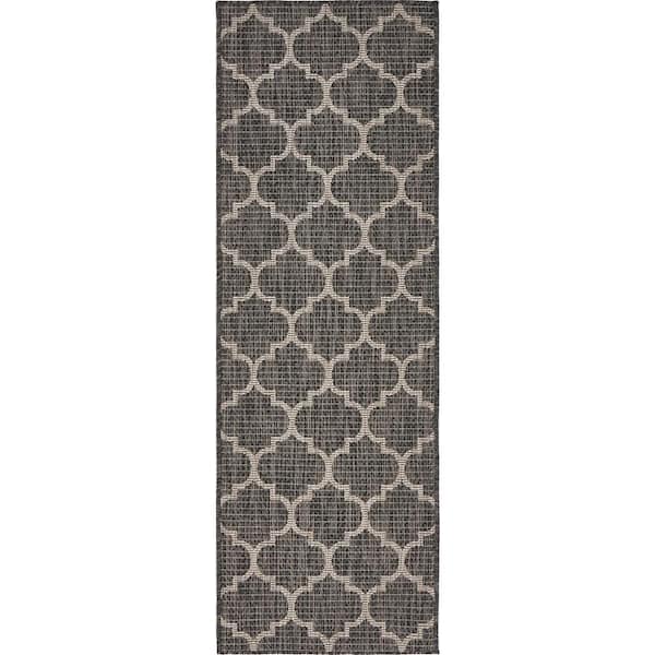 Unique Loom Outdoor Solid Rug (2' x 6' Runner - Black)