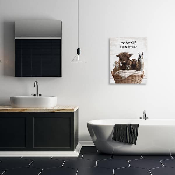 Herd It's Laundry Day Animals by Lettered and Lined Unframed Typography Graphic Art Print 30 in. x 24 in.