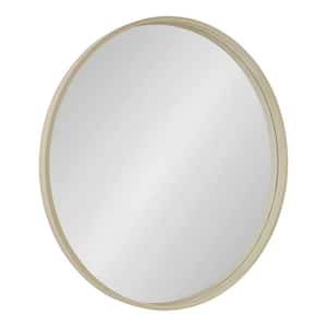 Travis 32.00 in. H x 32.00 in. W Mid-Century Round Natural Framed Accent Wall Mirror