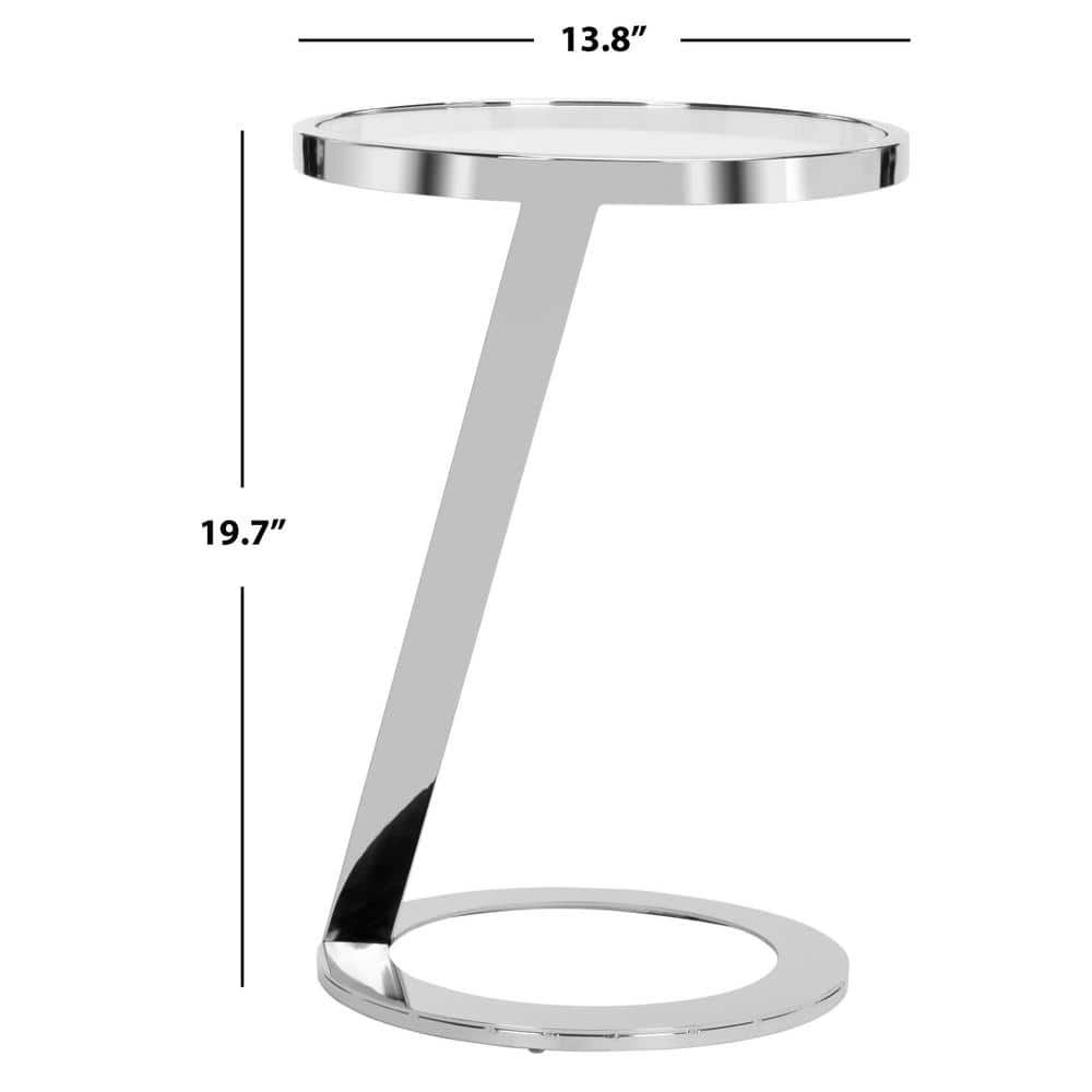 Round Chrome Metal and Glass End Table
