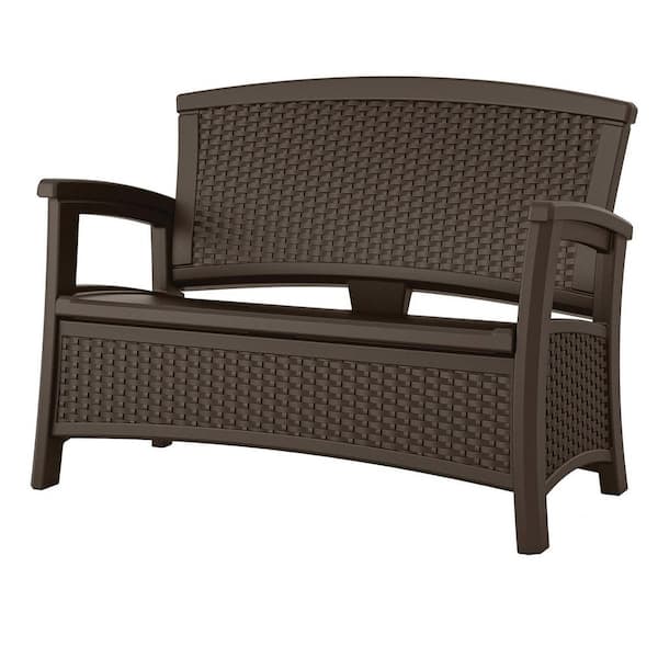 Unbranded 23 Gal. Brown Resin Outdoor Storage Bench