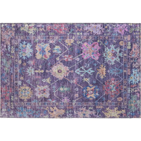 Mayfield Premium Machine Washable Abstract AMF2234 Eggplant 2 ft. x 3 ft. Accent Rug