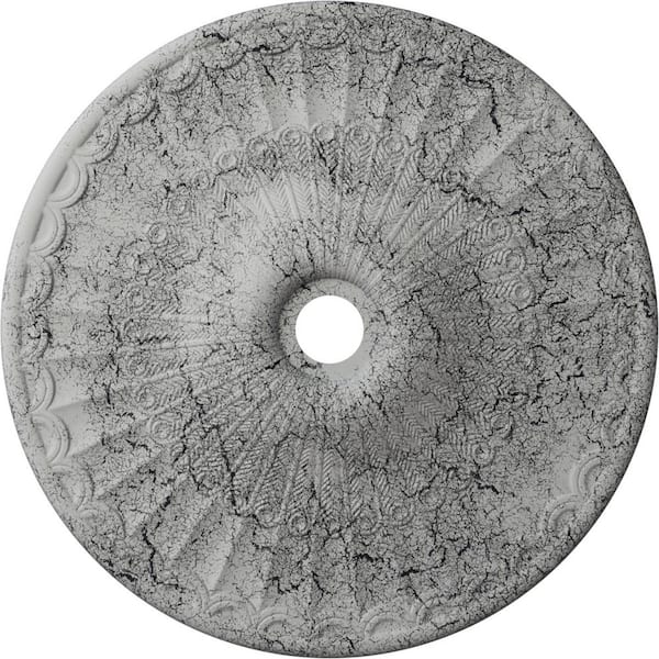2-3/8 in. x 36-5/8 in. x 36-5/8 in. Polyurethane Galveston Ceiling Medallion, Ultra Pure White Crackle