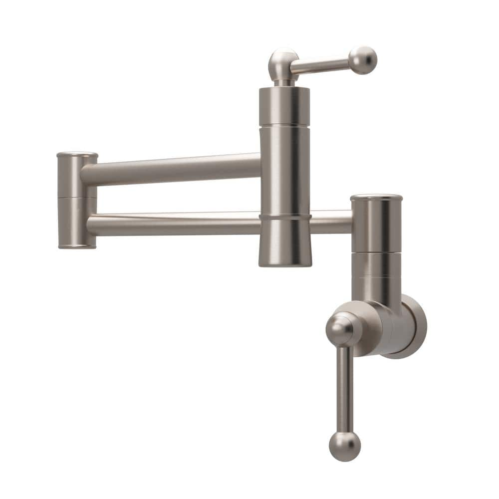 Lordear Wall Mount Pot Filler Faucet With Double Joint Swing Arm In Brushed Nickel Lsl05f1 The 8543