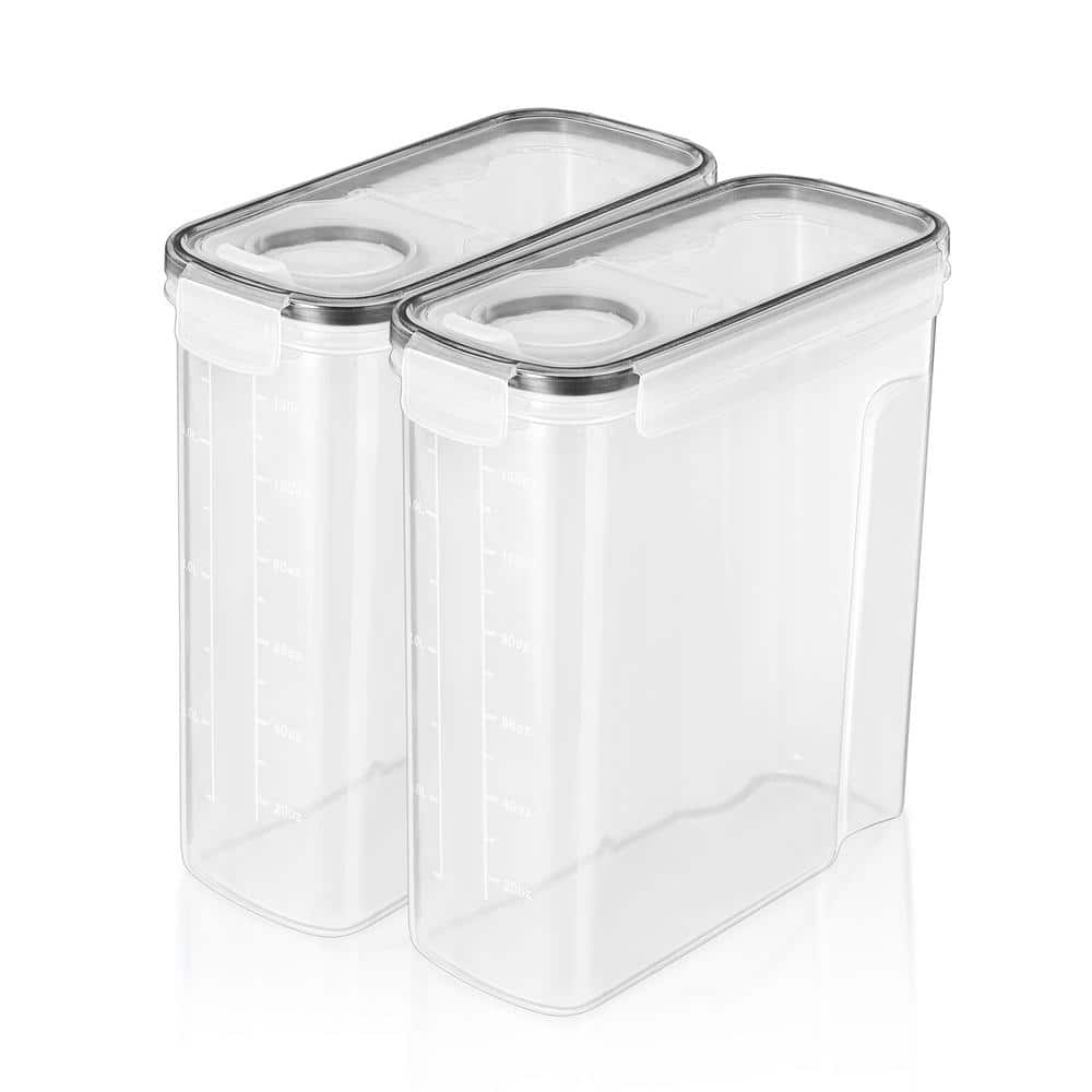 2 Pack Clear Airtight Food Dispenser Containers - For Kitchen Organization 