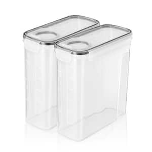 2 Pack Clear Airtight Food Dispenser Containers - For Kitchen Organization - Store Pasta, Cereal, Dry Foods, and More