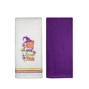 Halloween Embroidered Cotton Hand Towel 2-Piece Set Hocus Pocus White