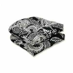 Paisley 19 in. x 19 in. 2-Piece Outdoor Dining Chair Cushion Black/Ivory Addie