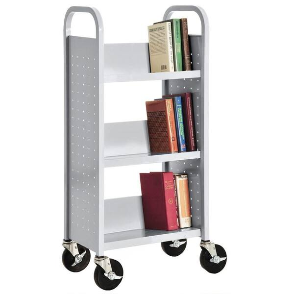 Sandusky 46 in. Dove Gray Metal 3-shelf Cart Bookcase with Locking