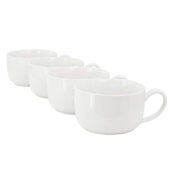 Great Essentials 4 Piece 32.5 Ounce Fine Ceramic Large Latte Cup Set in White