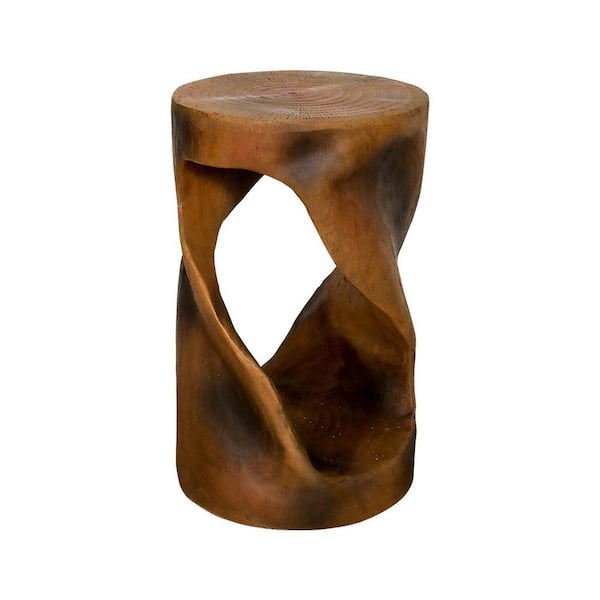 19.6 in. Concrete Outdoor Side Table Statues, Faux Wood Stump Stool and Plant Stand for Garden Yard, Lawn, House, Office