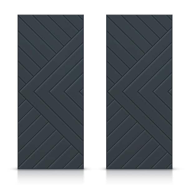 CALHOME 84 in. x 80 in. Hollow Core Charcoal Gray Stained Composite MDF Interior Double Closet Sliding Doors