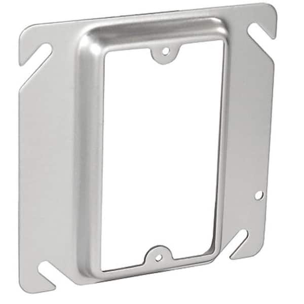 Southwire 4 in. W Steel Metallic 1-Gang Single-Device Square Cover, 1/2 in. Raised (1-Pack)