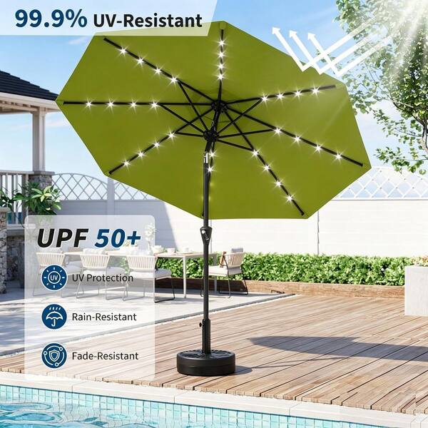green lighted patio umbrella Sunnyglade 9' Solar LED with 8 Ribs/Tilt Adjustment and Crank Lift System (Grass Green) : Patio, Lawn & Garden Evenings with your friends and family will become a bit brighter and more whimsical with the addition of a patio umbrella with LED lighting Sonkuki 11 ft. Solar LED