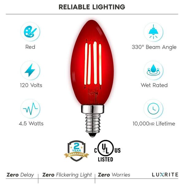 Luxrite LR21730-4PK 0.5 Watt S14 LED Colored String Light Bulb, E26/Medium (Standard) Base