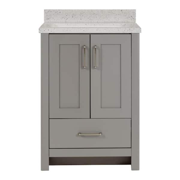 Home Decorators Collection Westcourt 25 in. W x 22 in. D x 39 in. H Single Sink  Bath Vanity in Sterling Gray with Silver Ash Solid Surface Top