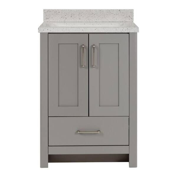 Home Decorators Collection Westcourt 25 in. W x 22 in. D x 39 in. H Single Sink  Bath Vanity in Sterling Gray with Silver Ash Solid Surface Top