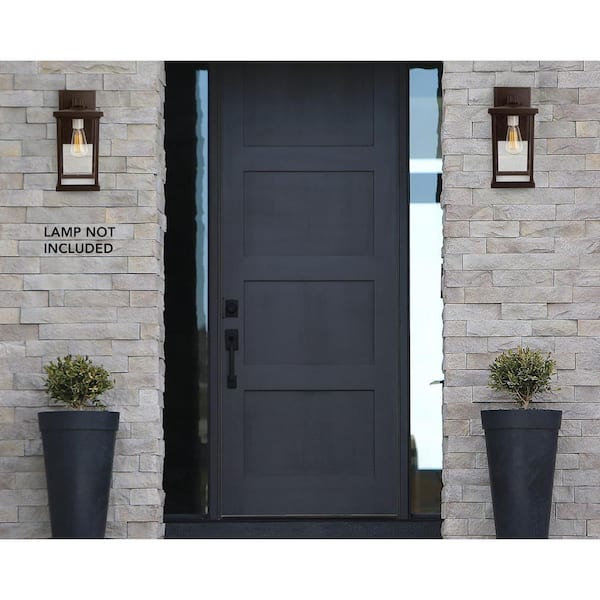 Artisan Large Square 14.40 in. Bronze Outdoor Hardwired Lantern Sconce with Clear Diffuser No Bulb Included