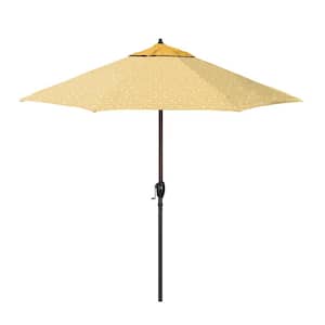 9 ft. Bronze Aluminum Market Patio Umbrella with Crank Lift and Autotilt in Canary & Palmetto Sawgrass Pacifica Premium