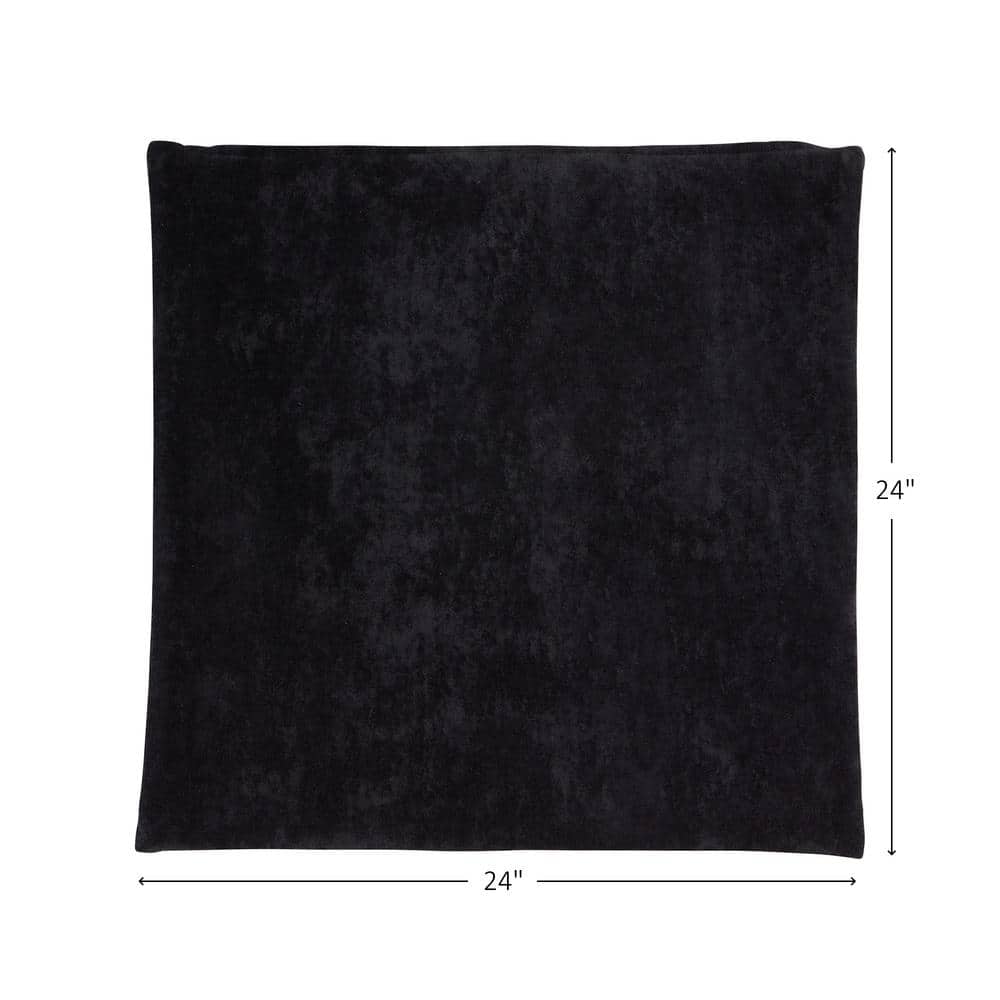 Sable Black Velvet 24-Inch Square Throw Pillow