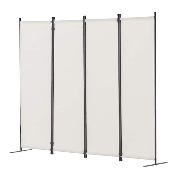 Room Divider, 4 Panel, Folding Privacy Screens, Fabric Partition Room Dividers, Freestanding, White, Composite