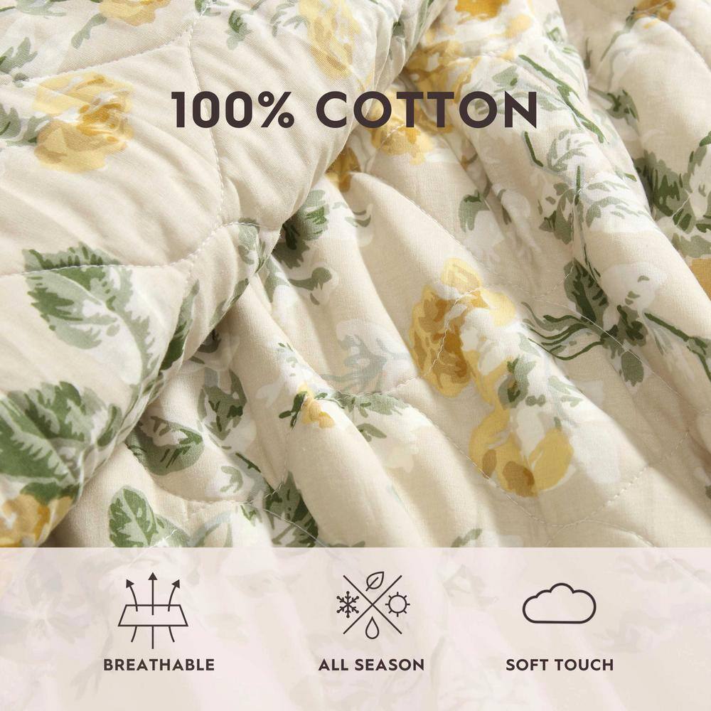 Laura Ashley Twin Reversible Cotton Quilt Set in Gold and Beige