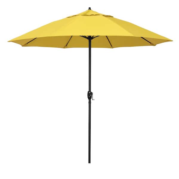 California Umbrella 9 ft. Bronze Aluminum Market Patio Umbrella with Fiberglass Ribs and Auto Tilt in Lemon Olefin