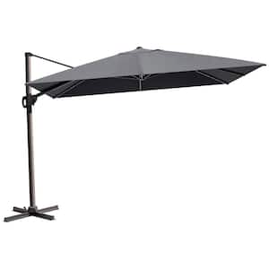 9 ft. x 12 ft. Heavy-Duty Frame Cantilever Patio Single Rectangle Umbrella in Gray