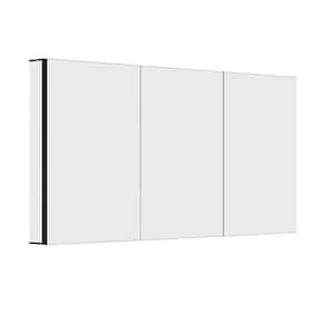 60 in. W x 30 in. H Recessed or Surface Mount Rectangular Black Aluminum Medicine Cabinet with Mirror and Glass Shelves