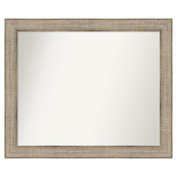 Amanti Art Trellis Silver 42 in. x 35 in. Custom Non-Beveled Wood Framed Bathroom Vanity Wall Mirror